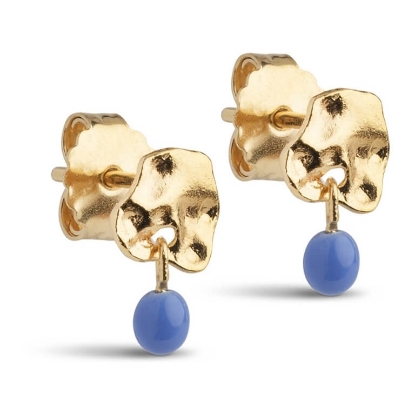 Billede af ENAMEL Copenhagen Mio Cornflower øreringe forgyldt messing m. emalje