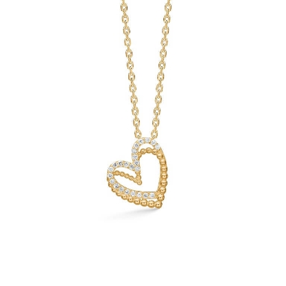 Billede af Mads Z Guldhjerte halskæde 14 kt. guld m. 0,046 ct. W.SI brillanter