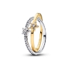 Billede af Pandora Funklende Stjerne Krydsene ring sølv + forgyldt metalblanding m. cz (str. 48-60)