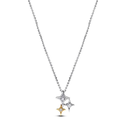 Billede af Pandora Tredobbelt Stjerne halskæde sølv + forgyldt metalblanding m. cz (40+10 cm)