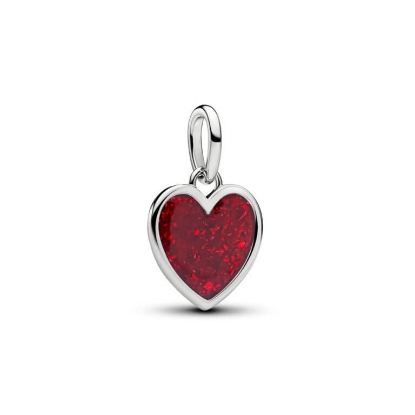 Billede af Pandora Rødt Hjerte charm platinbelagt metalblanding