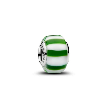Billede af Pandora Grøn Pebermynte Muranoglas charm platinbelagt metalblanding