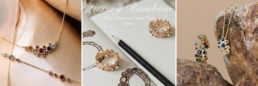 Mads Z Luxury Rainbow halskæde, armbånd, ringe samt vedhæng