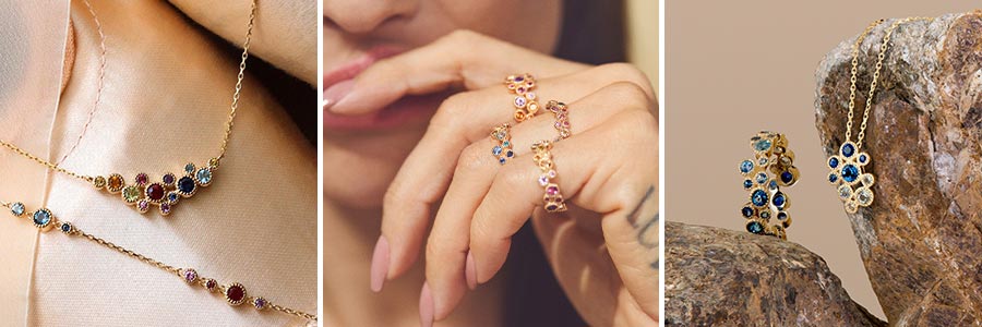 Mads Z Luxury Rainbow halskæde, armbånd, ringe samt vedhæng