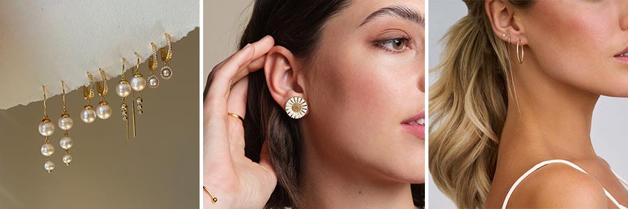 Perleøreringe fra Spirit Icons, Margueritøreringe fra Lund Copenhagen og Spirit Icons Creoler