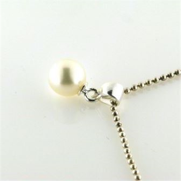 Vedhæng perle, fv. perle  6½-7 mm 925s