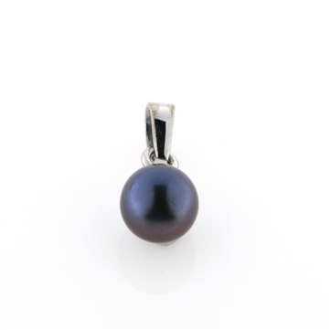 Vedhæng perle, sort fv. perle  5½-6 mm 925s