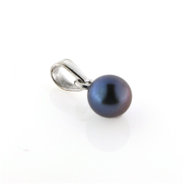 Vedhæng perle, sort fv. perle  6½-7 mm 14 kt. hvg.
