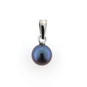 Vedhæng perle, sort fv. perle  8½-9 mm 925s