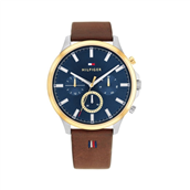 Tommy Hilfiger Ryder herreur stål brun læderrem 44mm 5bar