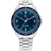 Tommy Hilfiger Maverick herreur stållænke blå skive 43mm mineralglas 5bar