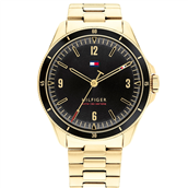 Tommy Hilfiger Maverick herreur stål gulddoublé sort skive 43mm mineralglas 5bar