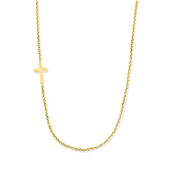 Halskæde horisontalt kors smykke guld 42 cm. 14 kt.