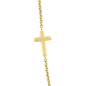 Halskæde horisontalt kors smykke guld 42 cm. 14 kt.