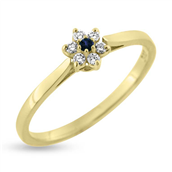 Ring roset safir 0,02 ct. + 6 brill. a 0,015 w/vs 14 kt.