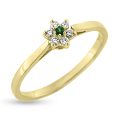Ring roset smaragd 0,02 ct. + 6 brill. a 0,015 w/vs 14 kt.