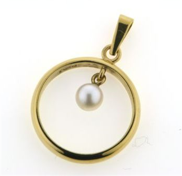 Vedh. af ring med løs perle 5-5½ mm., m. øsken + patz 8 kt