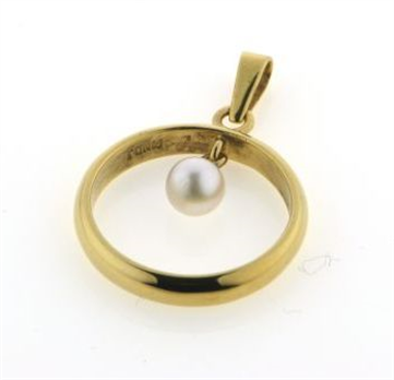 Vedh. af ring med løs perle 5-5½ mm., m. øsken + patz 8 kt