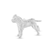 Tie tack Rottweiler hund i 14 kt. hvidguld
