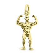 Vedhæng mand, stærk mand, bodybuilder i forgyldt sølv