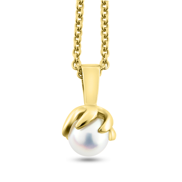 Vedhæng perle, grabber sv. kp.  6-6½ mm. guld