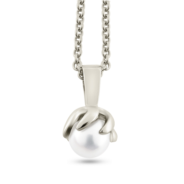 Vedhæng perle, grabber sv. kp.  6-6½ mm. 14 kt. hvg.