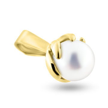 Vedhæng perle, grabber sv. kp.  7½-8 mm. guld