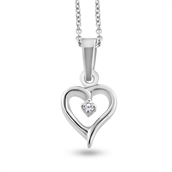 Vedhæng åbent hjerte i sølv m. brillant (0,03 ct. w/pi.)