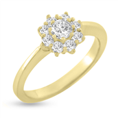 Rosetring brill. 0,25 ct. w/vs. + 8* 0,04 ct. w/vs. 14 kt. 