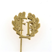 Fængselforbundet FF, emblem, stiknål med nålesikring 925s. forgyldt