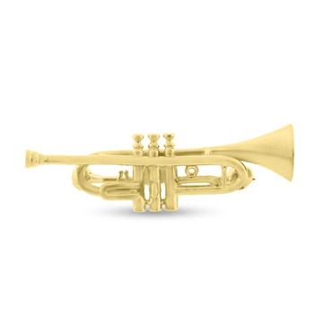 Broche trompet, lg. 34 mm. 8 kt. 