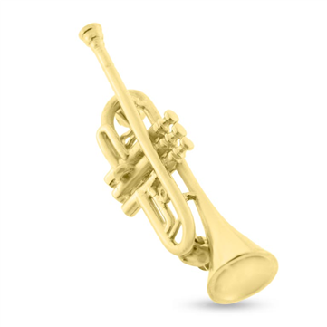 Broche trompet, lg. 34 mm. 14 kt. 