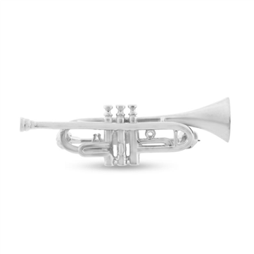 Broche trompet, lg. 34 mm. 14 kt. hvg.