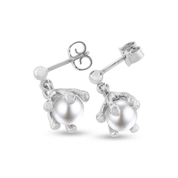 Ørestik hænger, perler, grabber ferskvands perle 7-7½ mm. i sølv