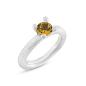Ring 4 grab. fatning, citrin 6,0 mm. 925s.