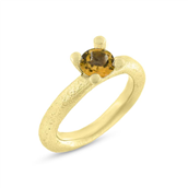 Ring 4 grab. fatning, citrin 6,0 mm. 925s. forgyldt