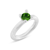 Ring 4 grab. fatning, peridot 6,0 mm. 925s.