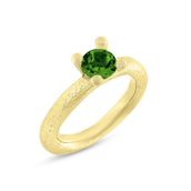 Ring 4 grab. fatning, peridot 6,0 mm. 925s. forgyldt