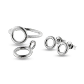 Sølv Smykkesæt Circles 11 mm., Ring, Vedh. & Ørestik, 925s 