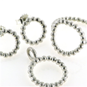 Sølv Smykkesæt Circles, kugletråd 15 mm., Ring, Vedh. & Ørestik (12mm), 925s 