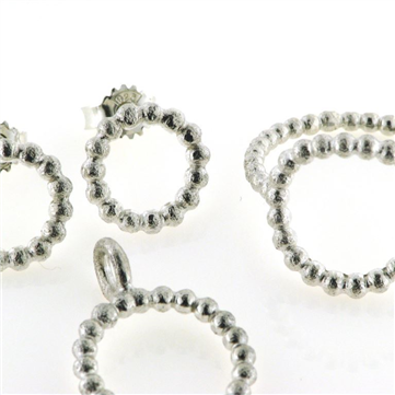 Sølv Smykkesæt Circles, kugletråd 15 mm., Ring, Vedh. & Ørestik (12mm), 925s 