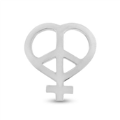 Vedhæng, hjerte, fredstegn (peace tegn) og pigetegn i sølv