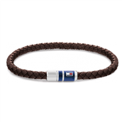 Tommy Hilfiger armbånd brun læder 21,5 cm med klik lås