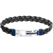 Tommy Hilfiger armbånd sort læder snoet med stål 21cm 