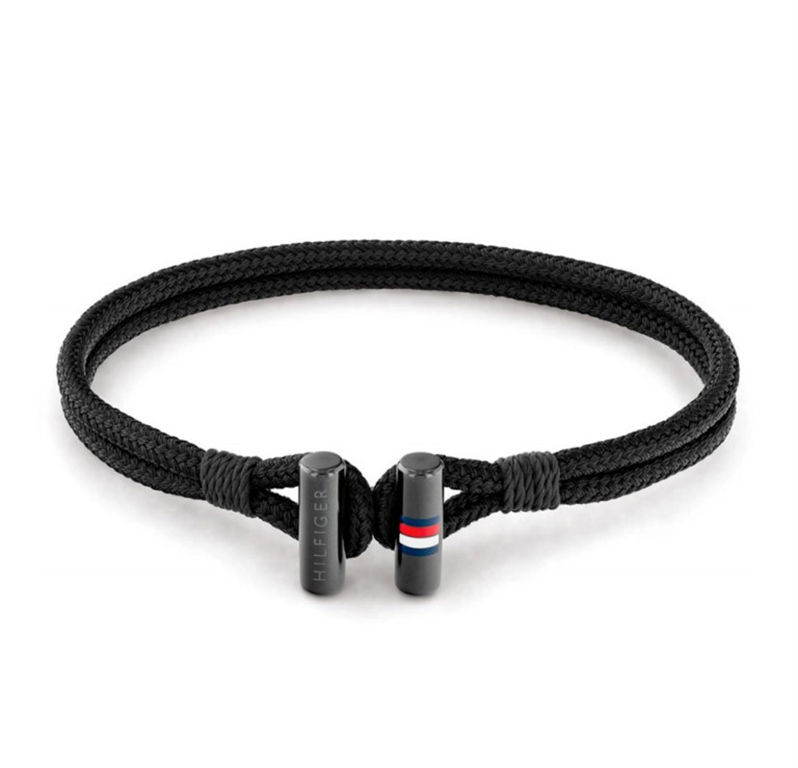 Tommy Hilfiger Bracelet armbånd sort med stål lås 21cm | Tommy ure - Køb hos pindj.dk