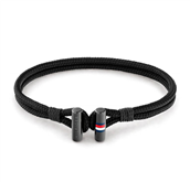 Tommy Hilfiger Black Bracelet armbånd sort nylonsnor med stål lås 21cm