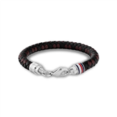 Tommy Hilfiger Tyson armbånd sort/brunt læder m. karabinlås (22 cm)