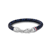 Tommy Hilfiger Tyson armbånd sort/blåt læder m. karabinlås (22 cm)
