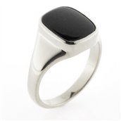 Herrering m. lukket bund, antik sl. onyx 14*12 mm 925s