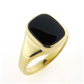 Herrering m. lukket bund, antik sl. onyx 14*12 mm 925s forgyldt (forgyldning vil blive slidt af ved brug !)